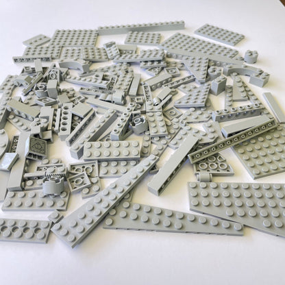 LEGO Bricks, Plates and Tiles, Light Bluish Grey, Approx. 200g