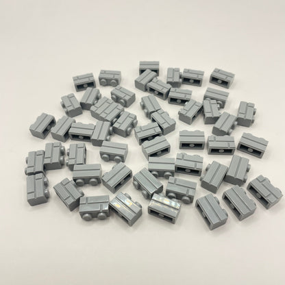 LEGO Light Bluish Grey 1 x 2 Brick, Masonry, Castle, Building, 50 Pieces (98283)