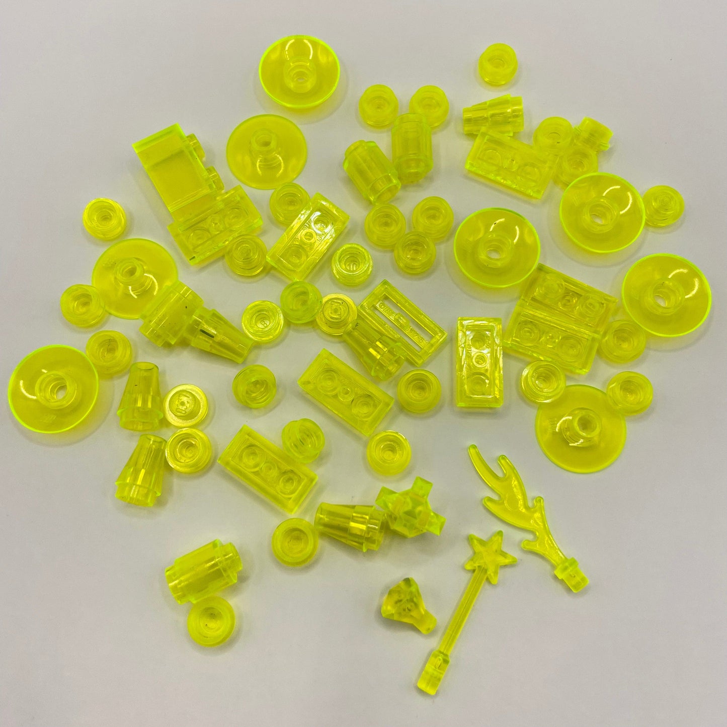 LEGO 60 Pieces Mixed Small Transparent Neon Yellow