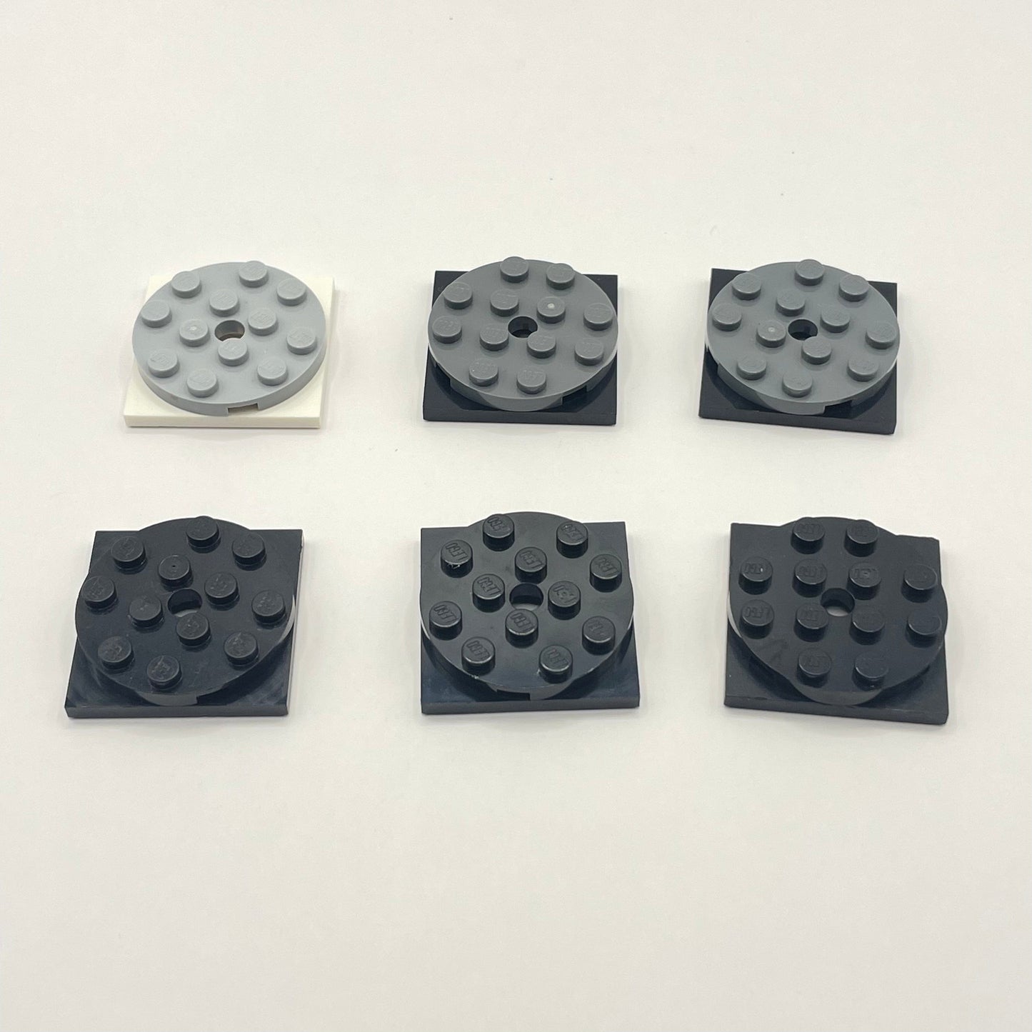 LEGO Plate Turntables, Black, Grey, 6 pieces