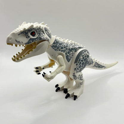 LEGO Indominus Rex, White with Dark Bluish Gray Spots, Dinosaur (indorex01), Battle Scarred