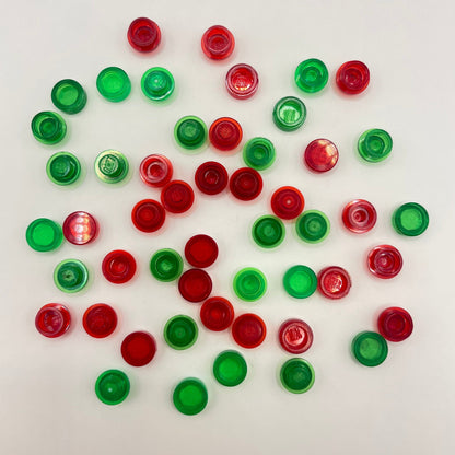 LEGO Red and Green 1x1, Round, Plates and Tiles, Transparent, 50 Pieces