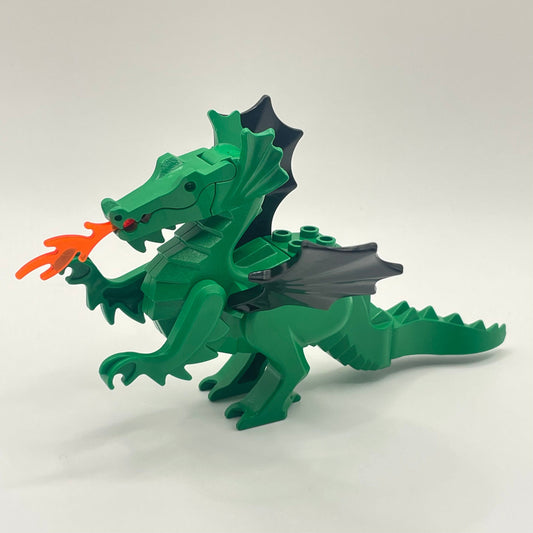 LEGO Classic Green Dragon with Black Wings and Trans Neon Orange Flame, Castle