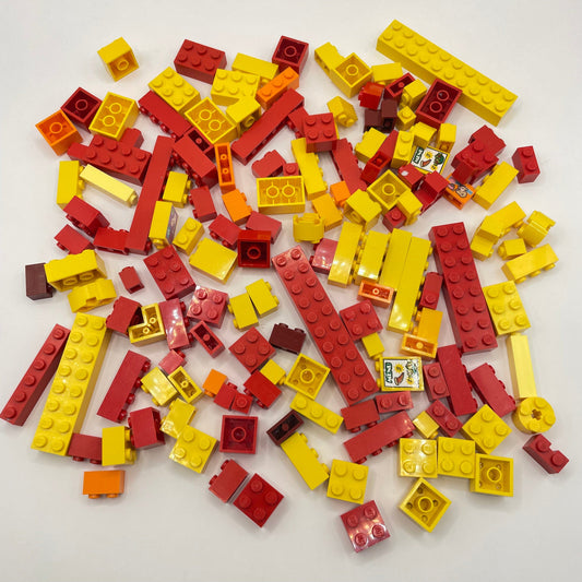 LEGO Bricks, Red, Yellow, Autumn Tones, Approx. 190g