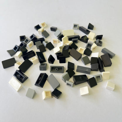 LEGO 1x1x2/3 Slope 30, Black, White and Grey, Approx. 80g Cheese Decoration