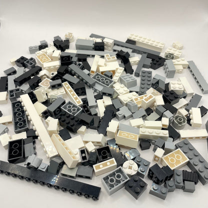 LEGO Bricks, Black, White, Greys, Approx. 260g