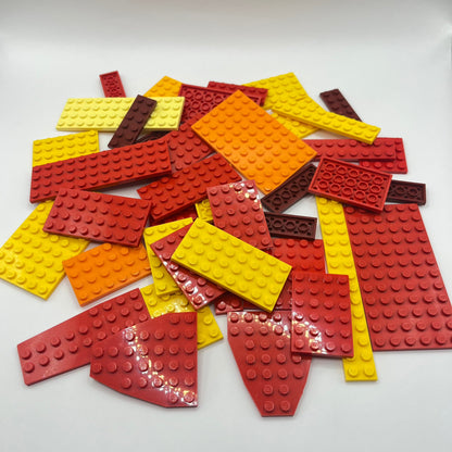 LEGO Red, Orange, Yellow, Plates, Approx. 150g