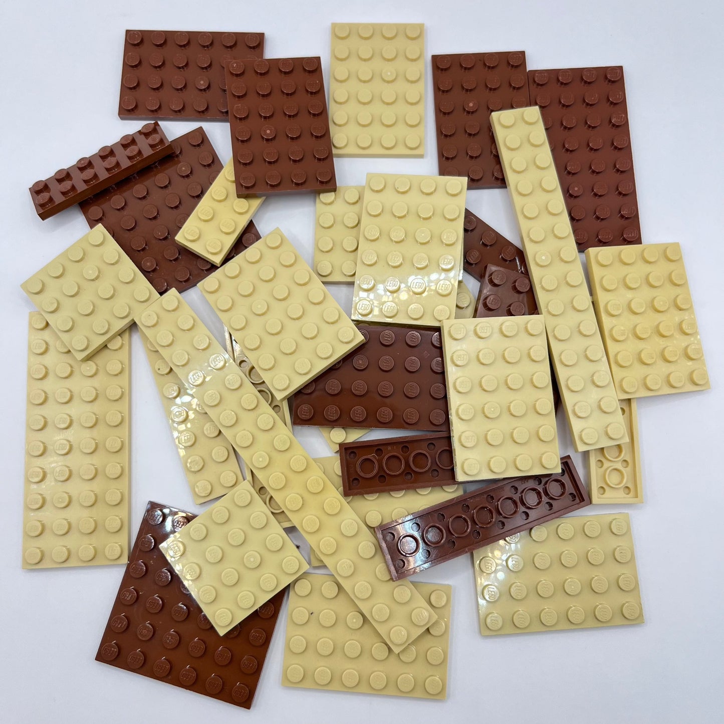 LEGO Tan and Reddish Brown, Plates, Approx. 100g