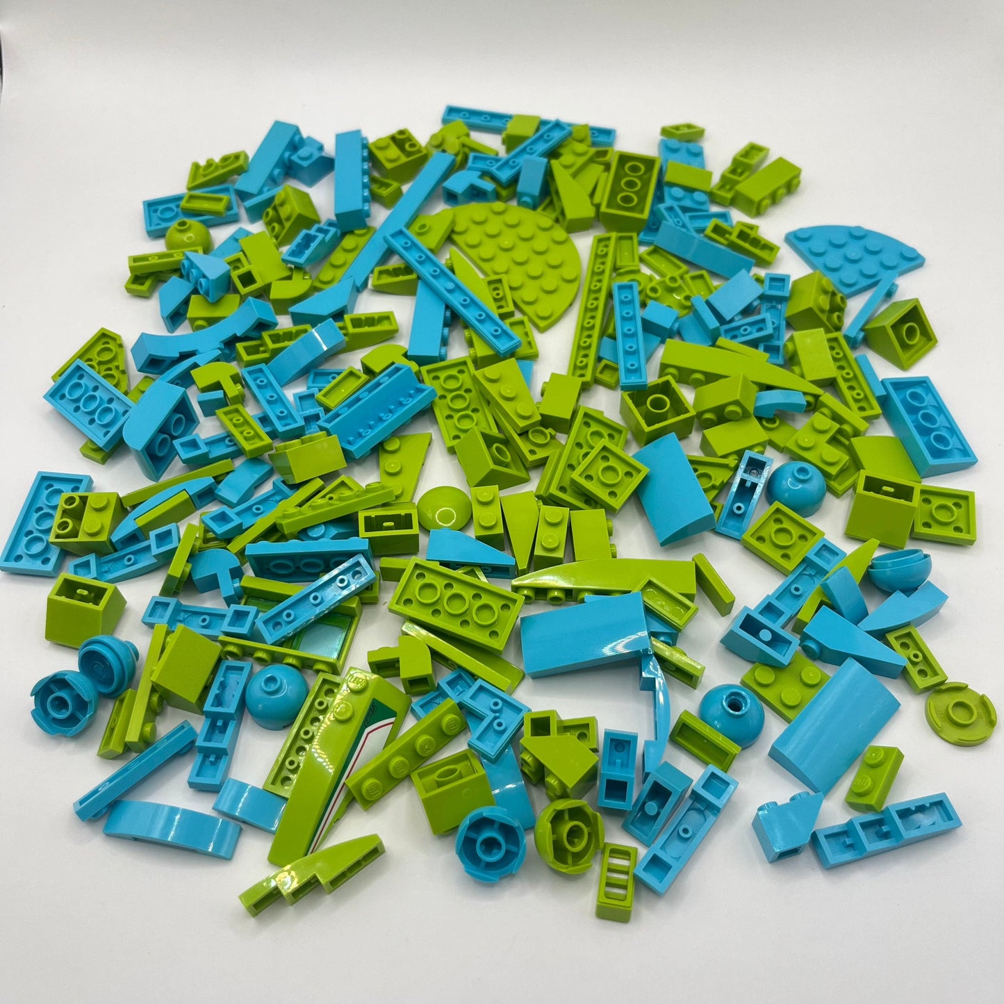 LEGO Lime and Medium Azure, Mixed Bricks, Approx. 160g