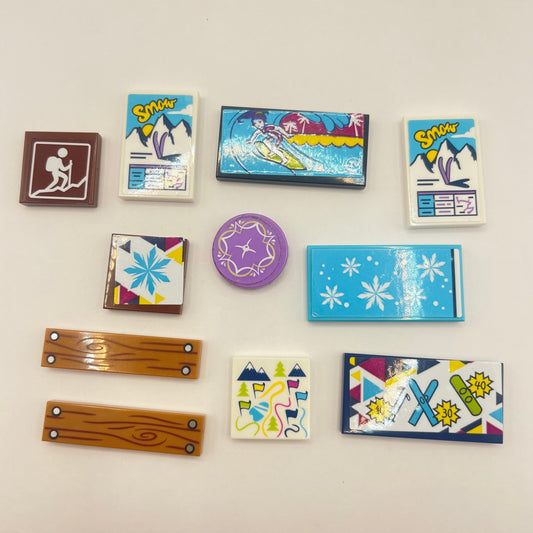 LEGO Tiles, Printed and Stickered, Snow and Outdoors, 11 Pieces