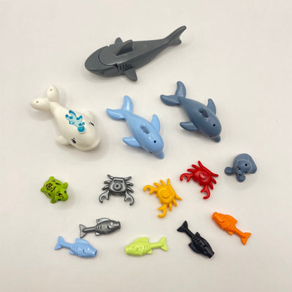 LEGO Water Animals, Dolphin, Seal, Fish, Mixed Colours, 14 Pieces