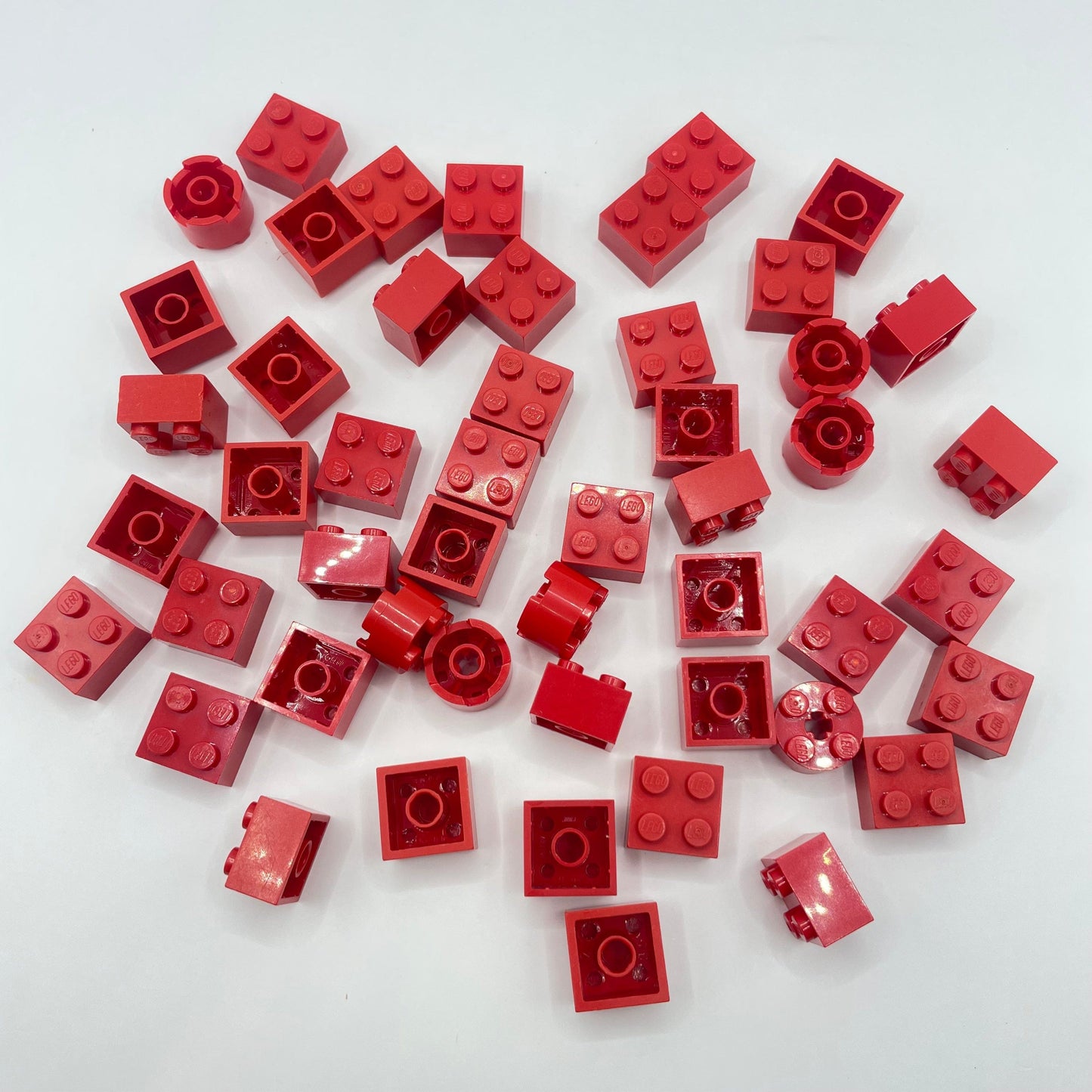 LEGO 2x2 Bricks, Red, 50 Pieces