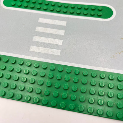 LEGO Baseplate, Road, Service Station, Green and Light Grey, 32x32, 1 Piece (309px1) Fair Condition