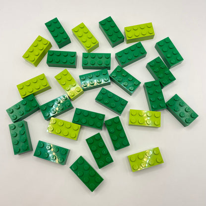 LEGO 2 x 4 Bricks, Mixed Greens, 28 Pieces