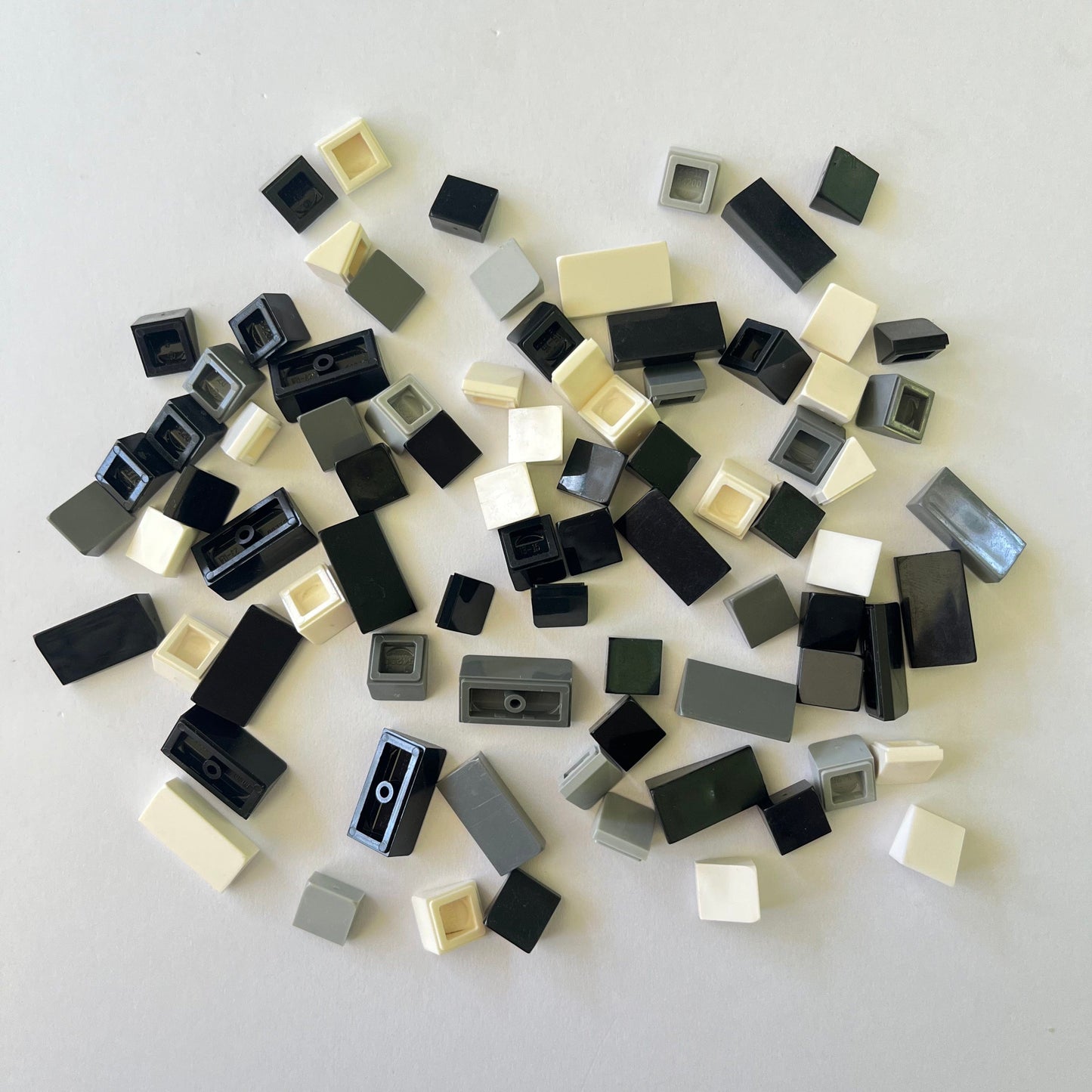 LEGO 1x1x2/3 Slope 30, Black, White and Grey, Approx. 80g Cheese Decoration