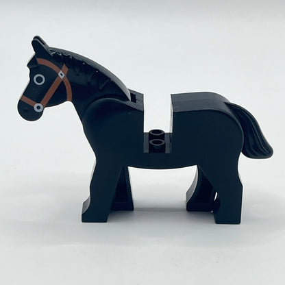 LEGO Black Horse Movable Head, Eyes Circled in White, 1 Pieces