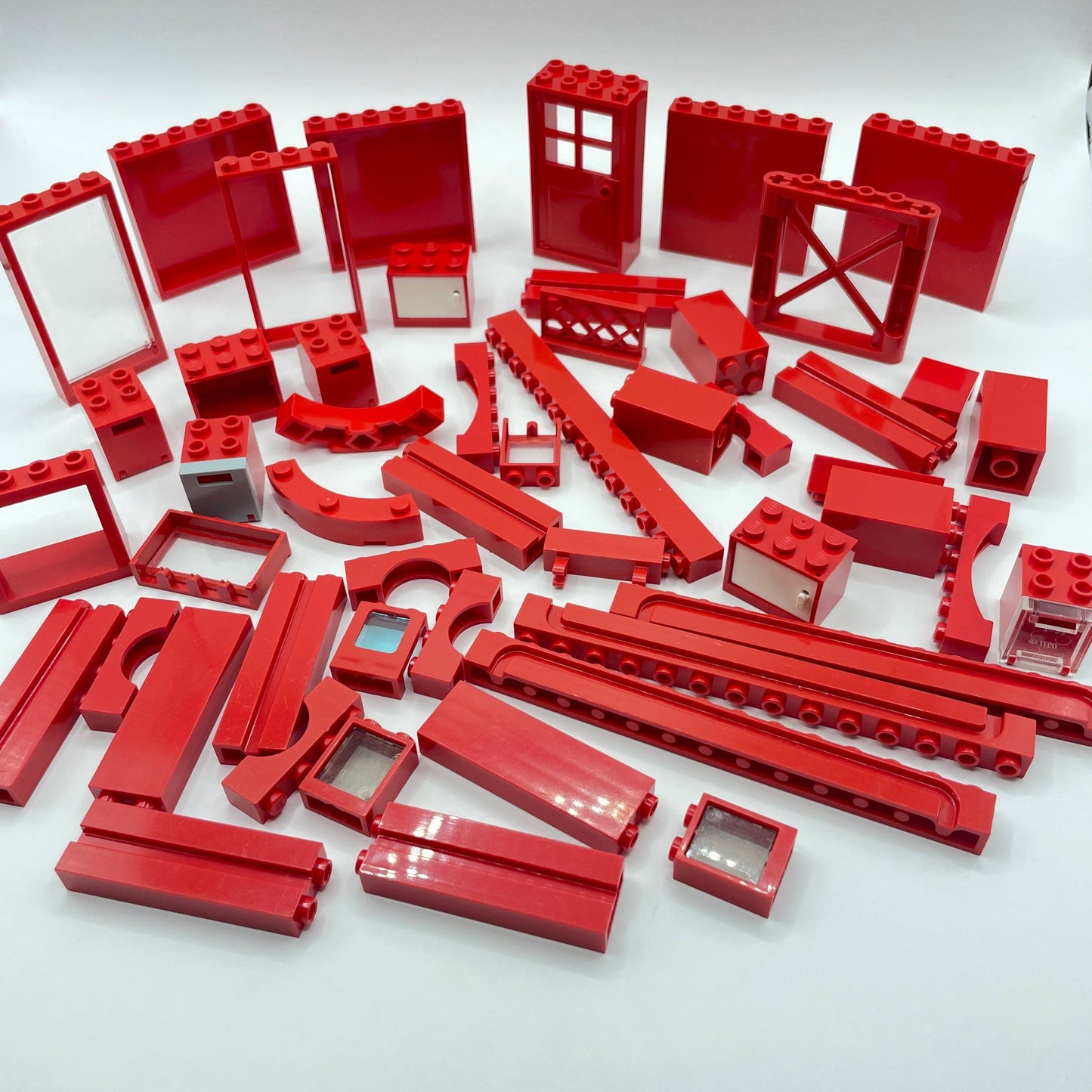 LEGO Building, Panels, Windows, Arches, Red, Approx. 150g