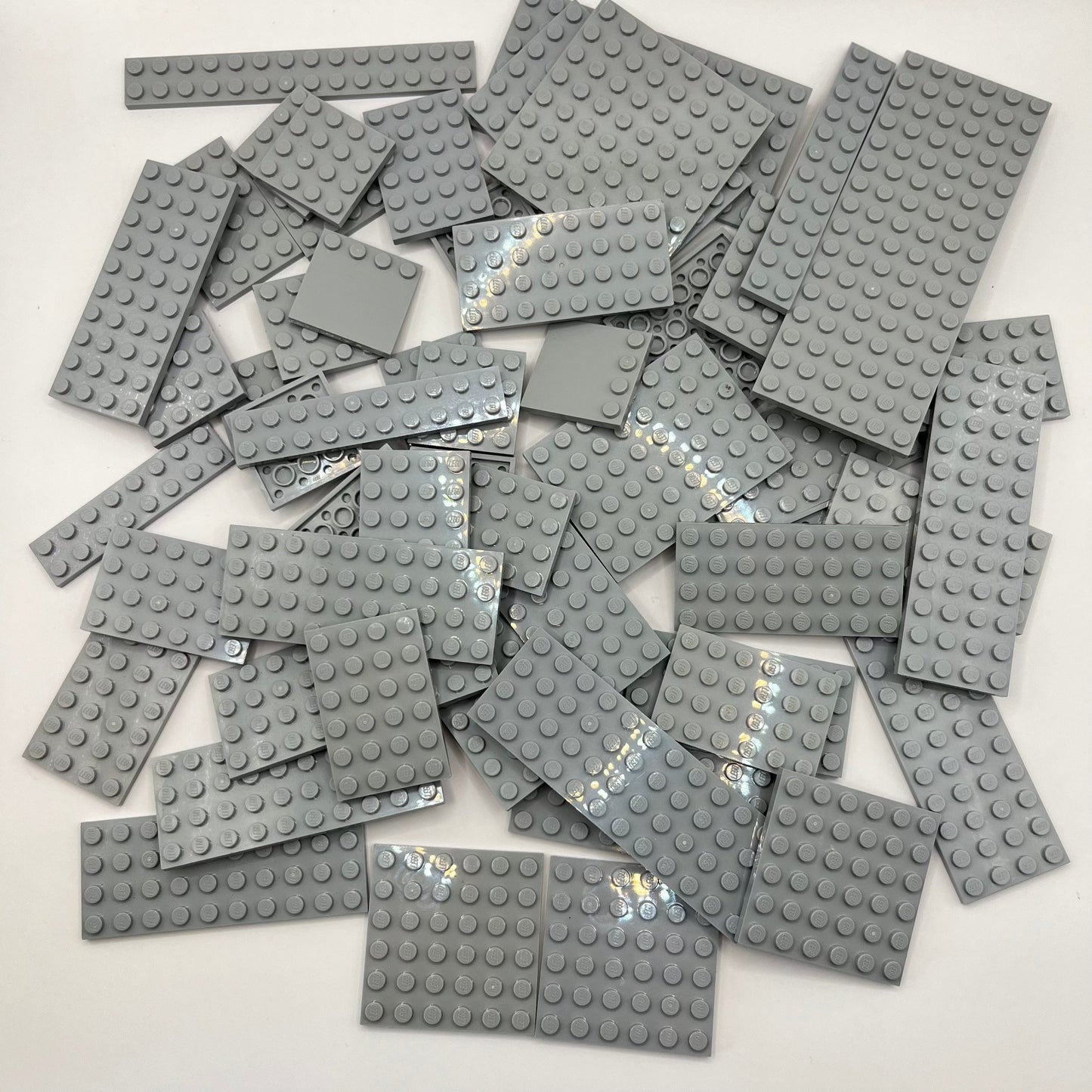 LEGO Light Bluish Grey, Medium/Large Plates, 65 Pieces