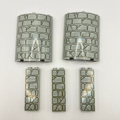 LEGO Light Bluish Grey, Printed Rock Panels, 5 Pieces, Castle