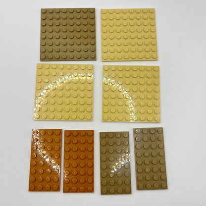 LEGO Mixed Brown, Tan, 4x8 and 8x8 Plates, 8 Pieces Habitat