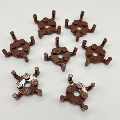 LEGO Reddish Brown, Round Plate with 4 Bar, 7 Pieces