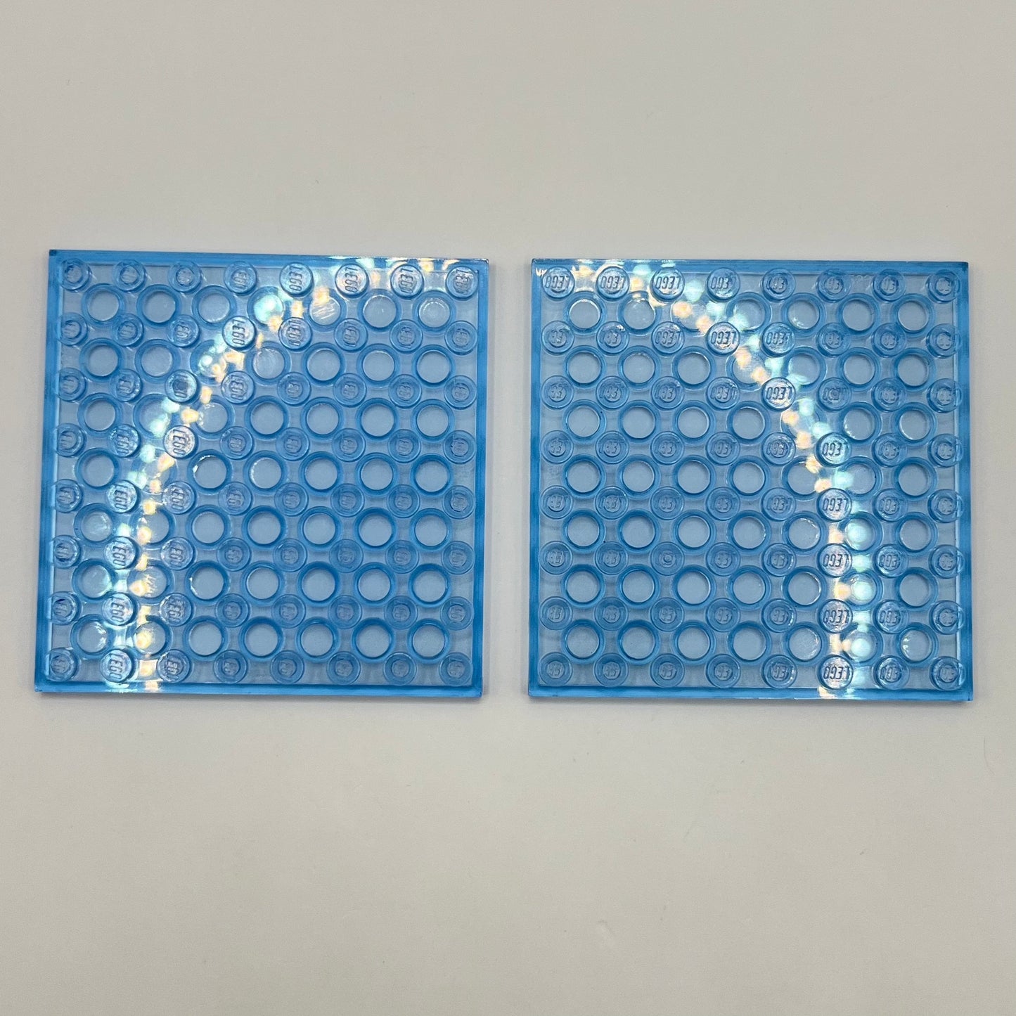 LEGO Transparent Medium Blue, 8 x 8 Plates, 2 Pieces