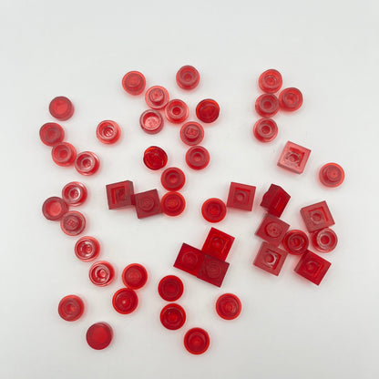 LEGO 1x1 Round, Transparent Red, Mixed Bag, 50 Pieces, Greebling, Fire