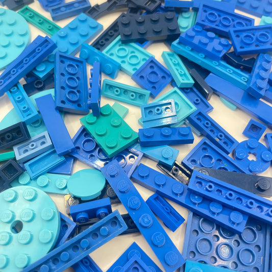 LEGO Plates and Tiles, Mixed Blue, Water/Ocean, Approx. 100g