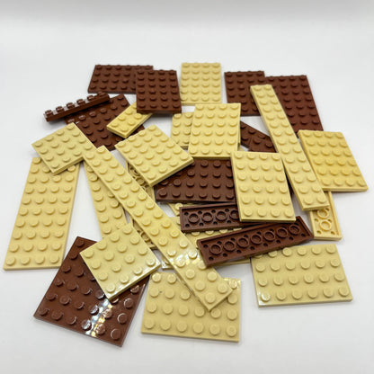 LEGO Tan and Reddish Brown, Plates, Approx. 100g