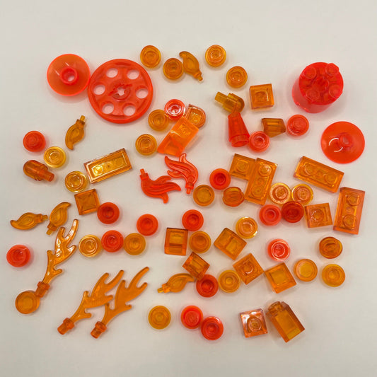 LEGO 70 Pieces Trans-Orange and Neon, Plates, Round, Flames, Energy Effects