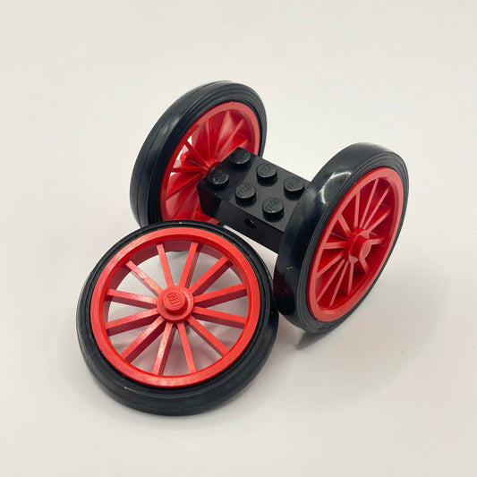 LEGO Large Spoked Wheels, Red and Black, 7 Pieces