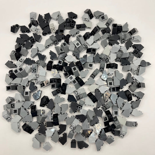 LEGO Black and Greys, Slope Inverted 45 2x1, Approx. 160g