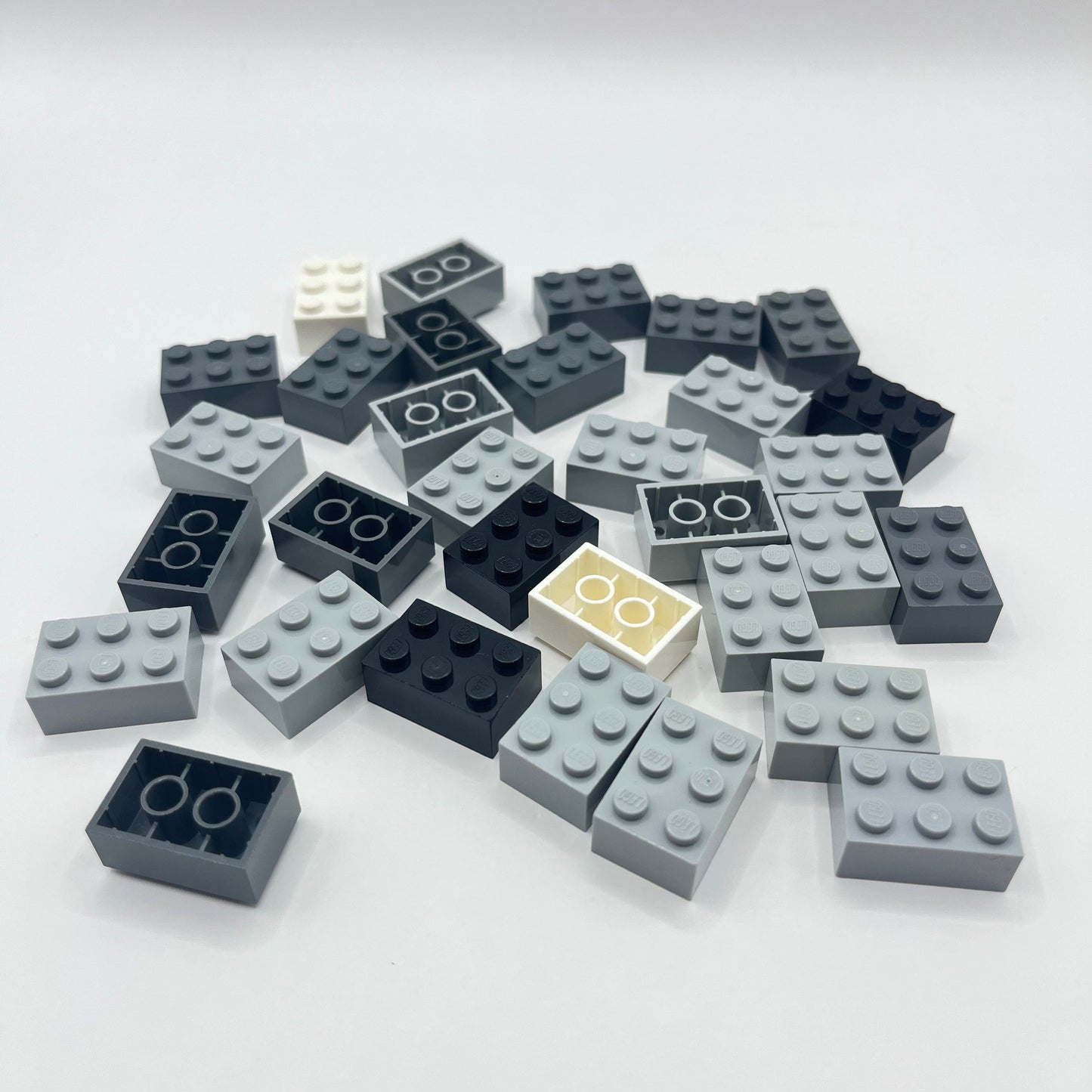 LEGO Bricks, 2x3, Grey and Black, 30 Pieces