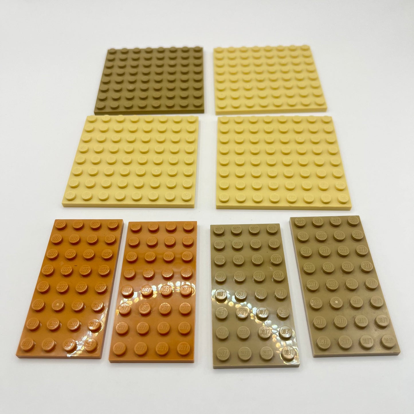 LEGO Mixed Brown, Tan, 4x8 and 8x8 Plates, 8 Pieces Habitat