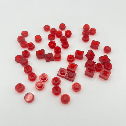 LEGO 1x1 Round, Transparent Red, Mixed Bag, 50 Pieces, Greebling, Fire