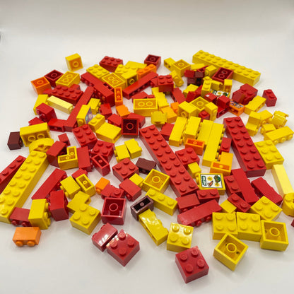 LEGO Bricks, Red, Yellow, Autumn Tones, Approx. 190g